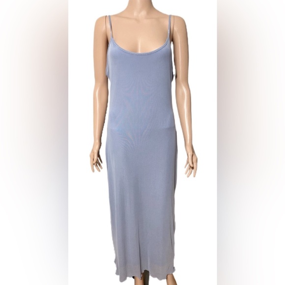 See You Monday Los Angeles Dress S Light Blue Sheer Slip Maxi Spaghetti Strap - Picture 4 of 8